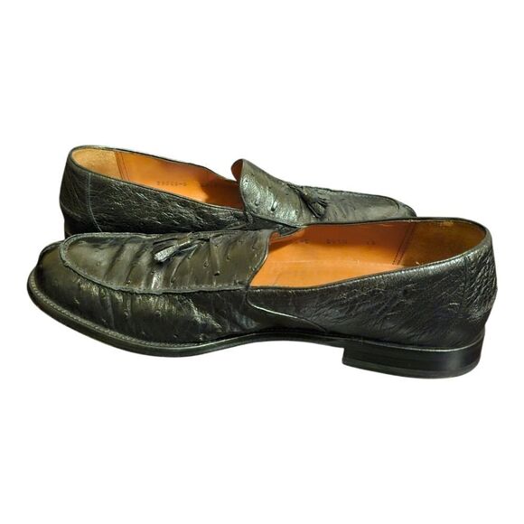 FOSTER RAINEY Men's Black Genuine Ostrich Tassel Loafers - Size 13 - Picture 3 of 9
